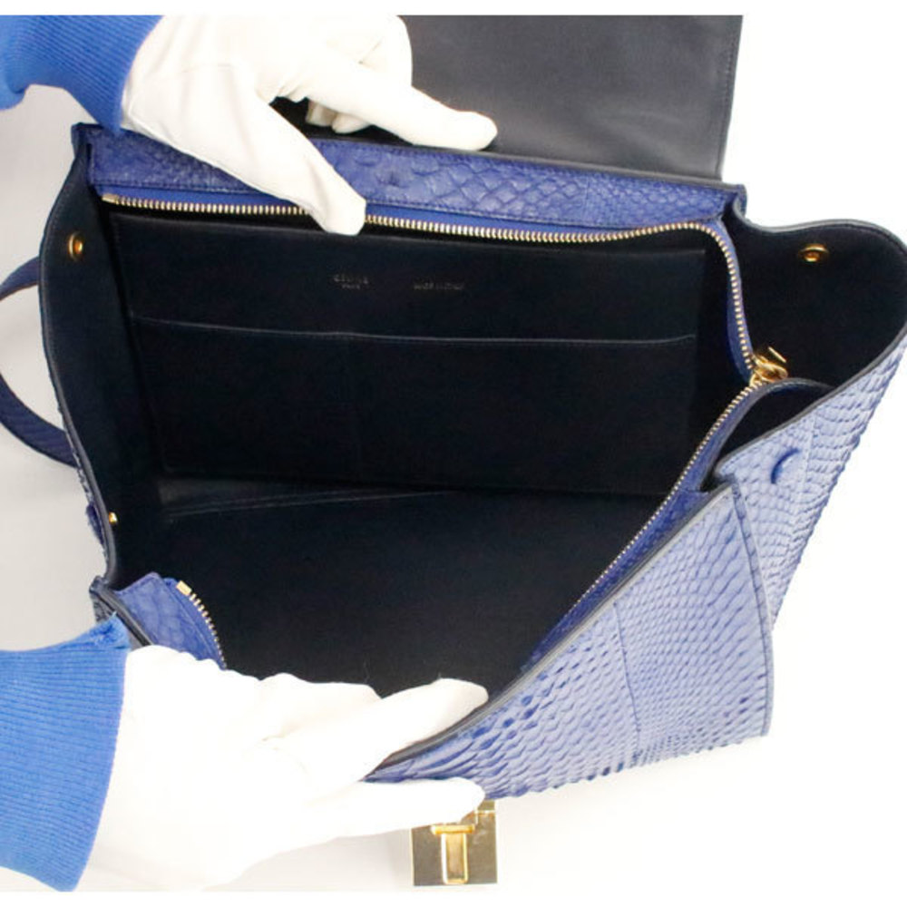 Celine 2way Bag Python Leather Blue - image 6